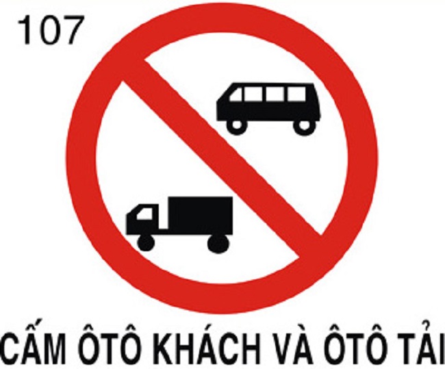 Biển báo cấm xe tải và ô tô khách 107a